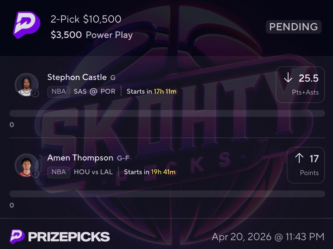 SkohtyDFS's tweet image. NBA🏀 2 MAN LOCK🔒💰if this parlay cashes I will cashapp one person that likes this tweet $200. Must like to enter good luck 🚀 ❤️ if tailing ! 

#PrizePicks ⬇️⬇️  #NBA