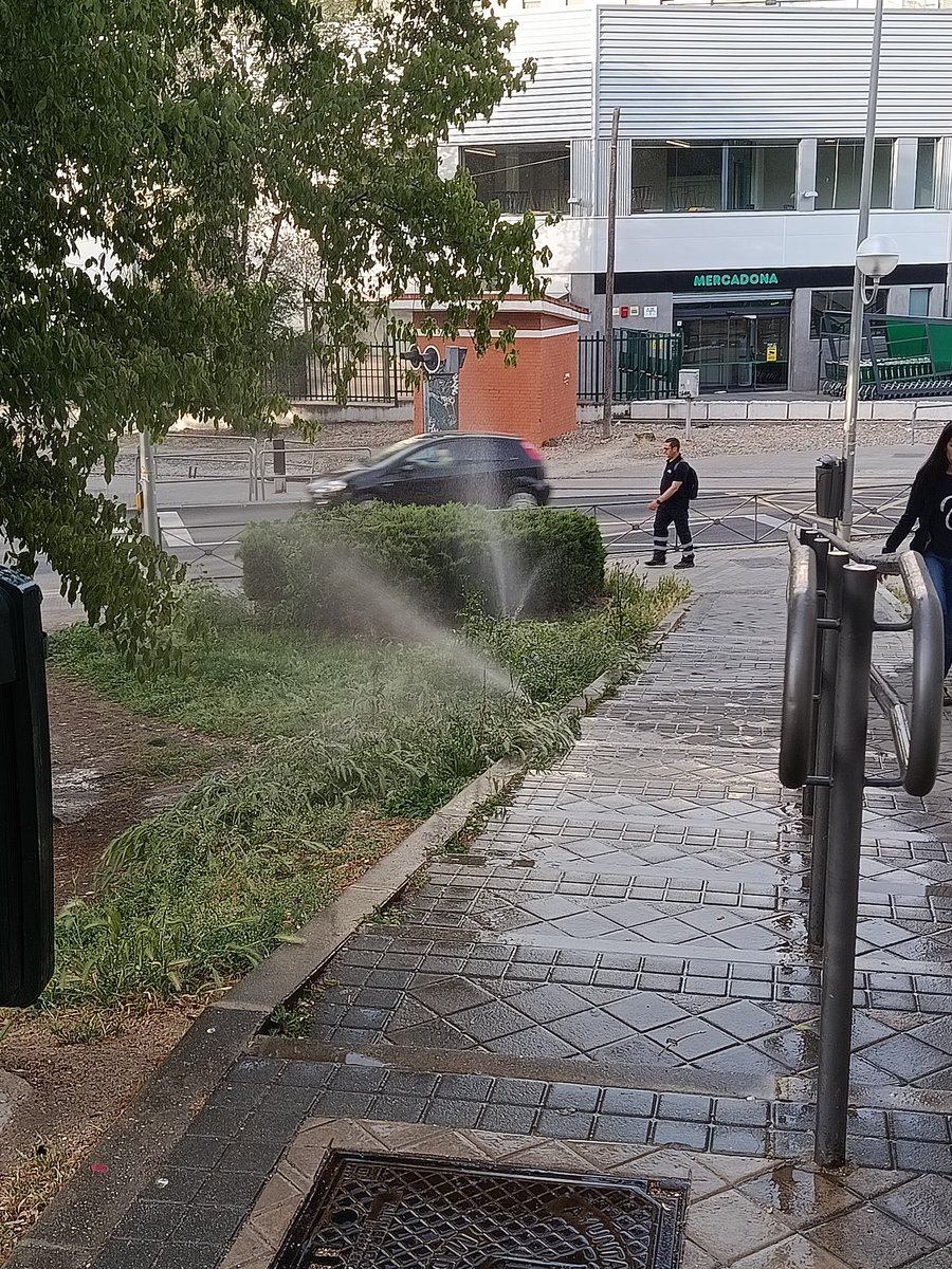 iibagar's tweet photo. @JMD_villaverde dónde puedo poner incidencia x aspersores que mojan la escalera dificultando AÚN MÁS el acceso con niños/carrito? Parque virgen de la esperanza. Además de no poner rampa de acceso (como sí que hay en el otro lado) ahora también hay que mojarse... https://t.co/AU5Th9mP9v