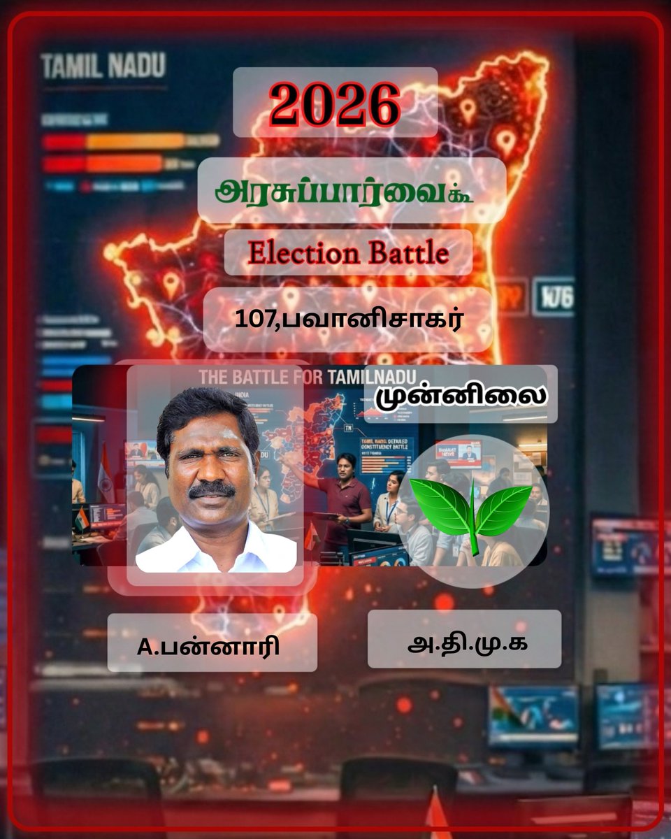 ArasuParvaiNews's tweet image. 🔥 2026 தேர்தல் – பவானிசாகர் தொகுதி!

அ.தி.மு.க சார்பில் A. பன்னாரி போட்டியில் களம் இறங்குகிறார் 💥
இந்த தொகுதியில் கடும் போட்டி உருவாகியுள்ளது! ⚡
📍 பவானிசாகர் – மக்கள் யாரை தேர்வு செய்வார்கள்? 🗳️
தீர்ப்பு விரைவில்!

#Bhavanisagar #Election2026 #TNPolitics #ADMK #Vote