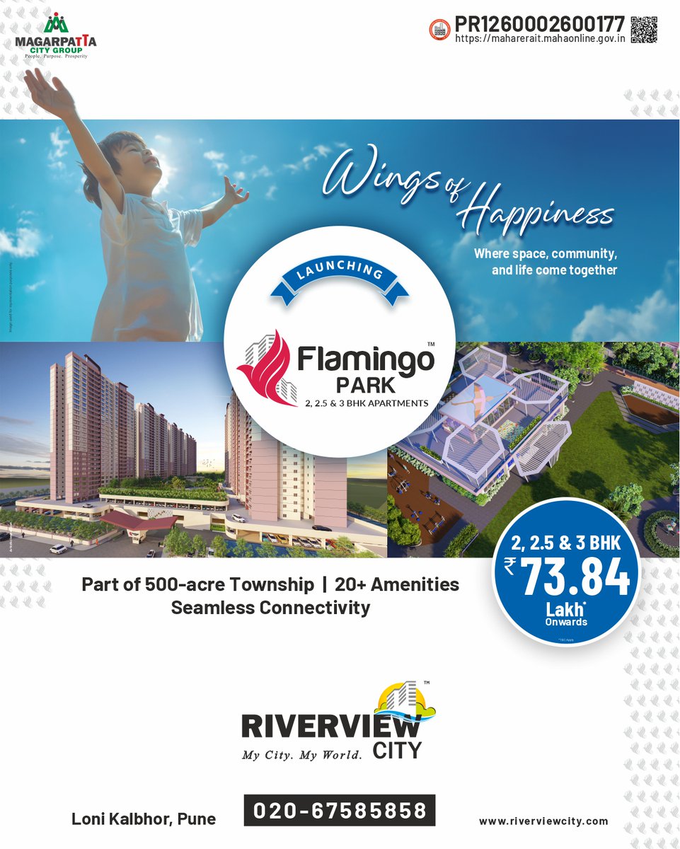 CityRiverview's tweet image. A new address rises within Riverview City. Introducing Flamingo Park - 2, 2.5 &amp;amp; 3 BHK homes crafted within a 500-acre township, where open spaces, thoughtful amenities, and a vibrant community take flight for a better life.

#FlamingoPark #RiverviewCity #newlaunch