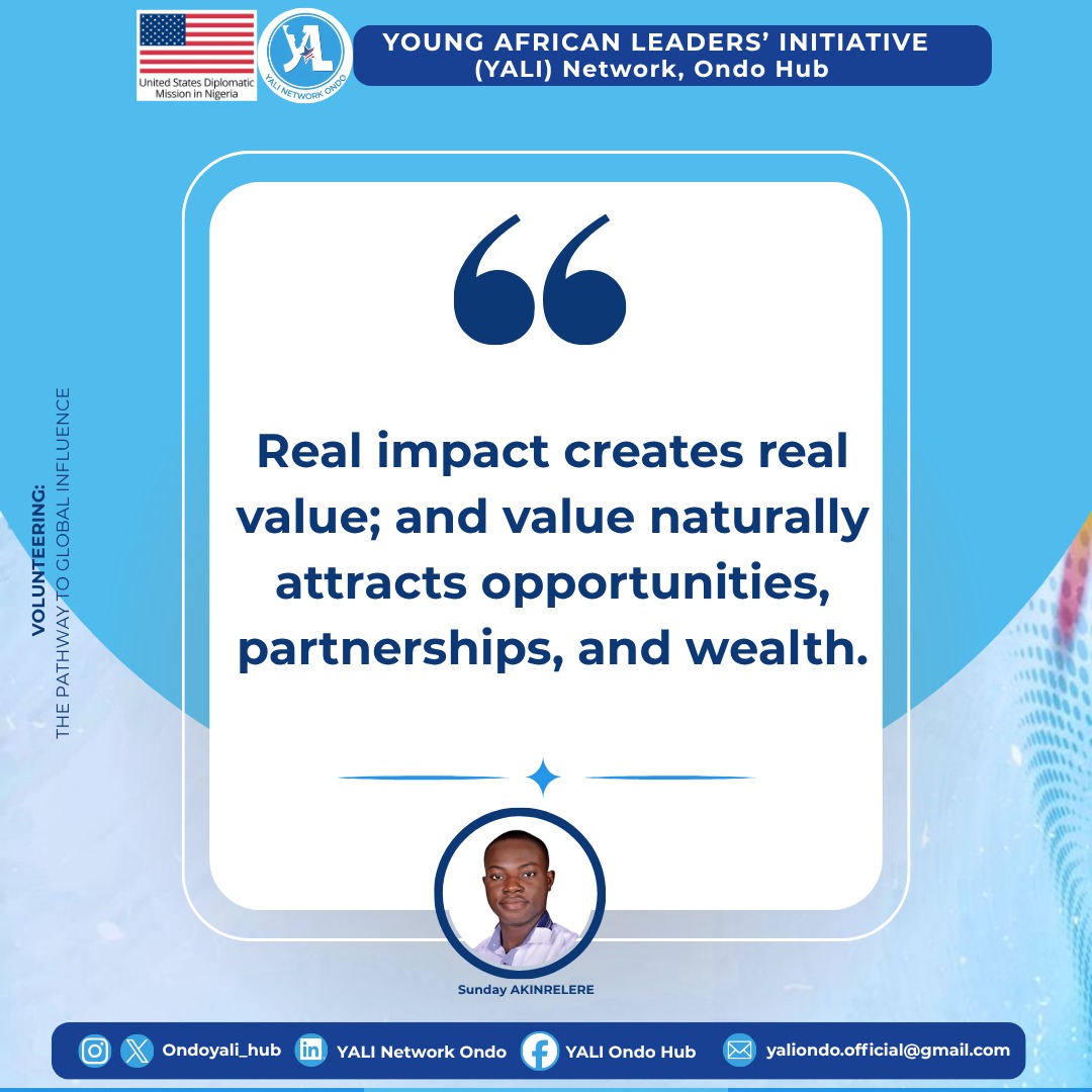 A General Quotes from the #YALI April Face-to-Face monthly meet-up.

Thanks to our facilitator: Sunday Akinrelere 

#YALIOndoHub #YALI #Leadership #Volunteering #CommunityImpact #AfricaRising #OndoState #ServeToLead #YouthLeadership <a href="/UNVolunteer/">UnitedNations Victim</a>