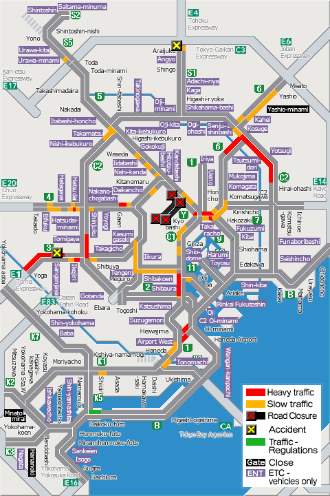 shutoko_EN's tweet photo. This map shows the traffic conditions as of  4 p.m. on the Metropolitan Expressway. For more information, please see the following link.
#Shutoko
https://t.co/cIezY4a0MV https://t.co/2xlRmaeiWJ