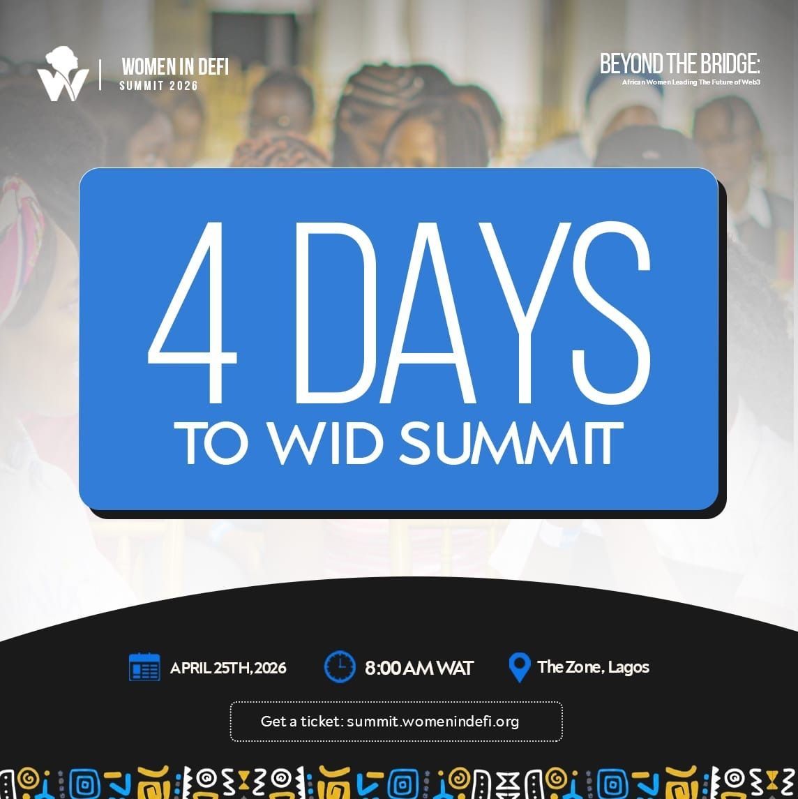 womenindefi_org's tweet photo. 4 days to go
The right conversations can shift things for you faster than you expect.
Don’t miss the chance to be in that kind of environment.
Be there.
#WIDSummit2026 #WomenInDeFi https://t.co/CXKUAdr7Mt