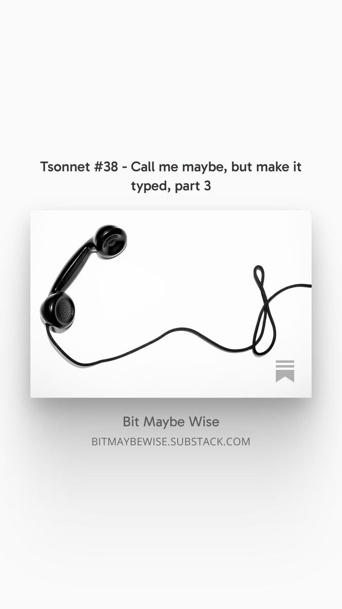 bitmaybewise's tweet photo. Tsonnet #38 - Call me maybe, but make it typed, part 3 
https://t.co/WfIHkpOjjn https://t.co/d1RjJzHT4g