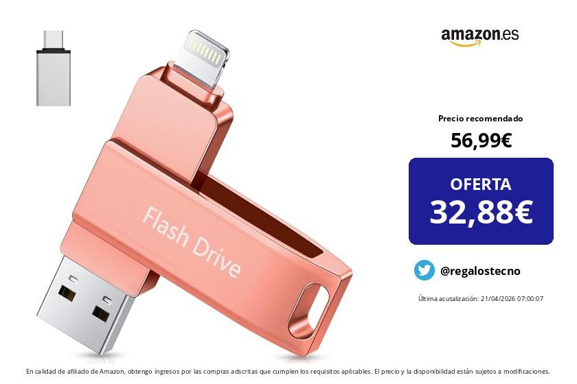 RegalosTecno's tweet image. ❌ Precio recomendado: 56,99 € 
💶 OFERTA: 32,88 € (-42%)

✅ Cómpralo aquí 👉 amzn.to/3QdXnh1

Lncnnk certificación MFi 512 GB Memoria USB 3.0 para iPhone, Lightning Pen Drive 3 en 1, Photostick Llave USB Tipo C USB C de Memoria de…

 #Informatica
