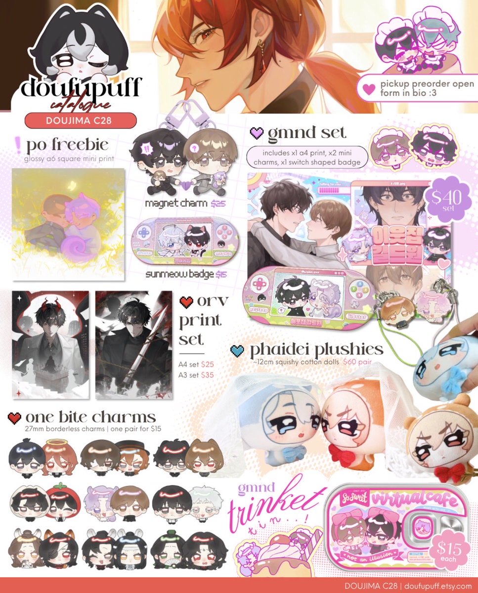 doufupuff's tweet photo. pickup preorders open for #doujima2026 🎀

po period ends may 1 
rest of catalogue &amp; f0rm below :3

#doujimacatalogue2026 #doujimasg https://t.co/fDrDH7hVPo