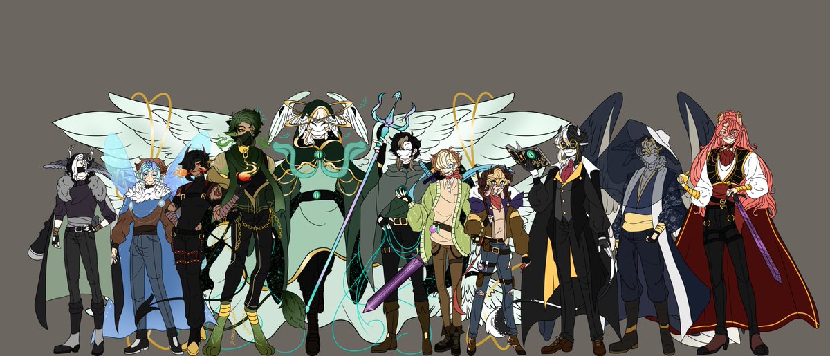 SugarBunBunnii's tweet photo. *Mmmm height chart go burr - Forgot to add a few ocs/fix Dion's wings* #mcoc #mc #minecraftocs https://t.co/jEhZgIPPGH