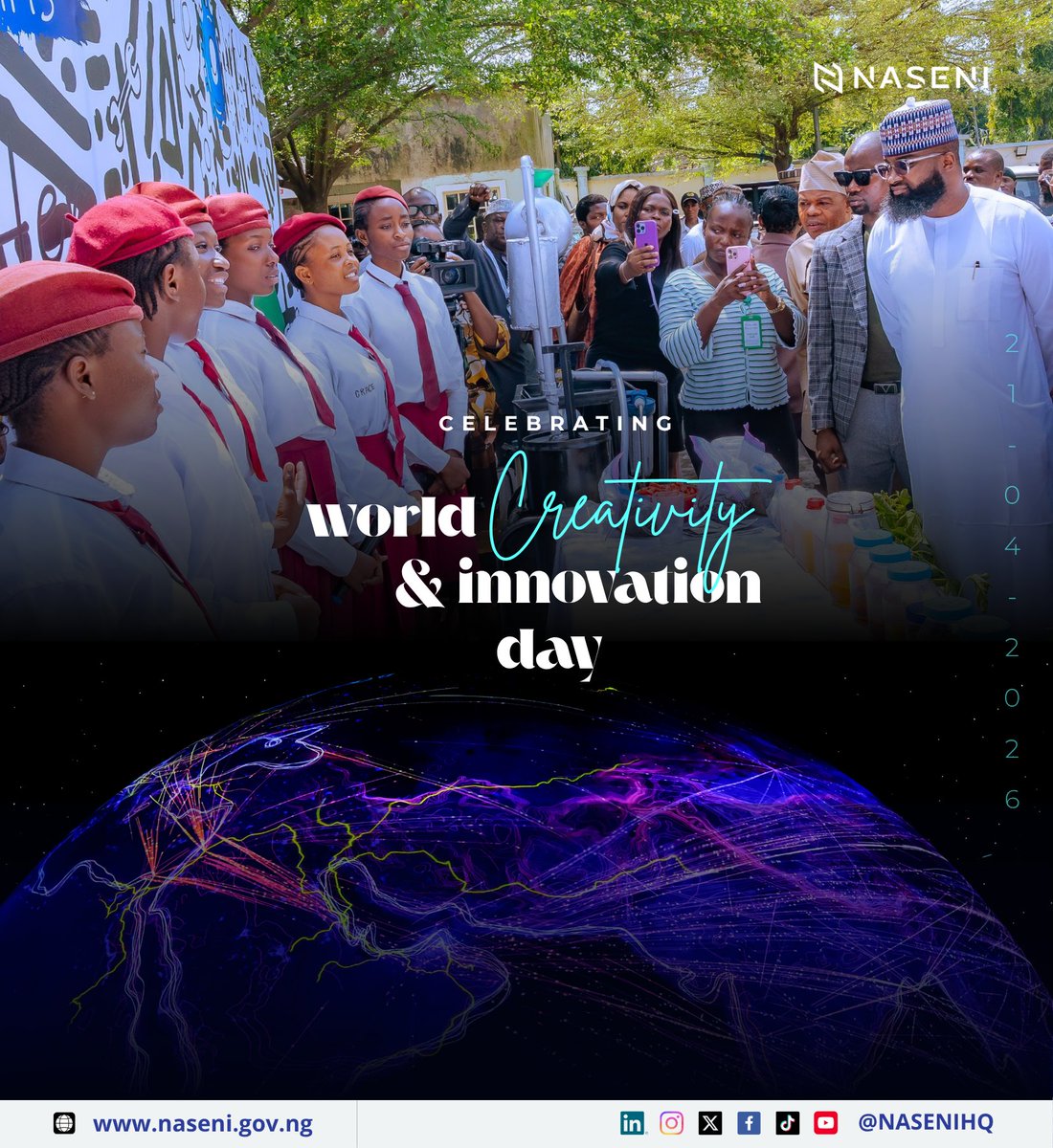 NASENIHQ's tweet photo. Ideas equal Impact - that's the @NASENIHQ Way!
At NASENI, creativity isn't just an idea. It's the ₦250M InnovateNaija Challenge, FutureMakers shaping minds from age 5, and 44+ homegrown products powering Nigeria.
From solar irrigation pumps feeding our farms, to tractors revived for farmers, to Electric Vehicles for cleaner energy, we turn Nigerian ingenuity into possibilities! 
This #WorldCreativityAndInnovationDay, we celebrate the makers, dreamers, and doers building Nigeria’s future.

#WCID #CreativityAndInnovation #CreateToInnovate #InnovateForSDGs #NASENIImpacts #InnovateNaija #MadeInNigeria #STEM #RenewedHope
