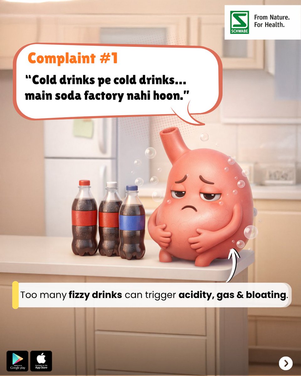 schwabeindia's tweet image. Summer habits = stomach complaints? 😅
Cold drinks, random meals &amp;amp; sugary indulgence can leave you feeling bloated or acidic.
Give your digestion gentle support with Alpha™-Acid by Schwabe India.

#SchwabeIndia #AlphaAcid #AcidityRelief #SummerWellness #DigestiveHealth