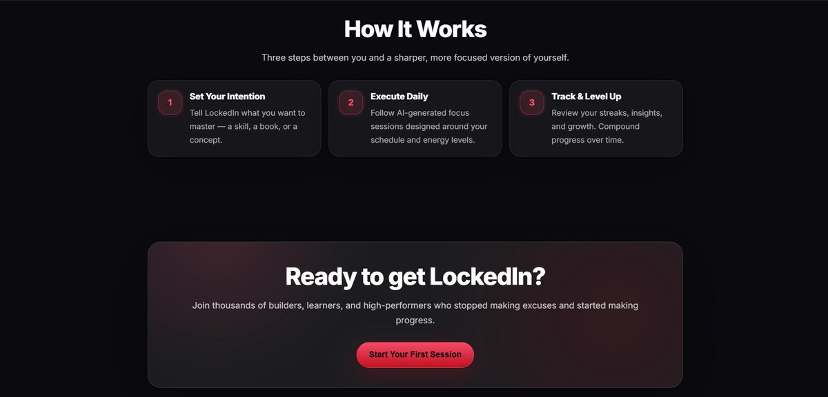 _LockedInAI's tweet photo. @csaba_kissi Focused sessions.
Learn anything without any interruptions.
Not a chatbot, but a more structured learning platform for the ones who seek knowledge. https://t.co/hKXARn00mF