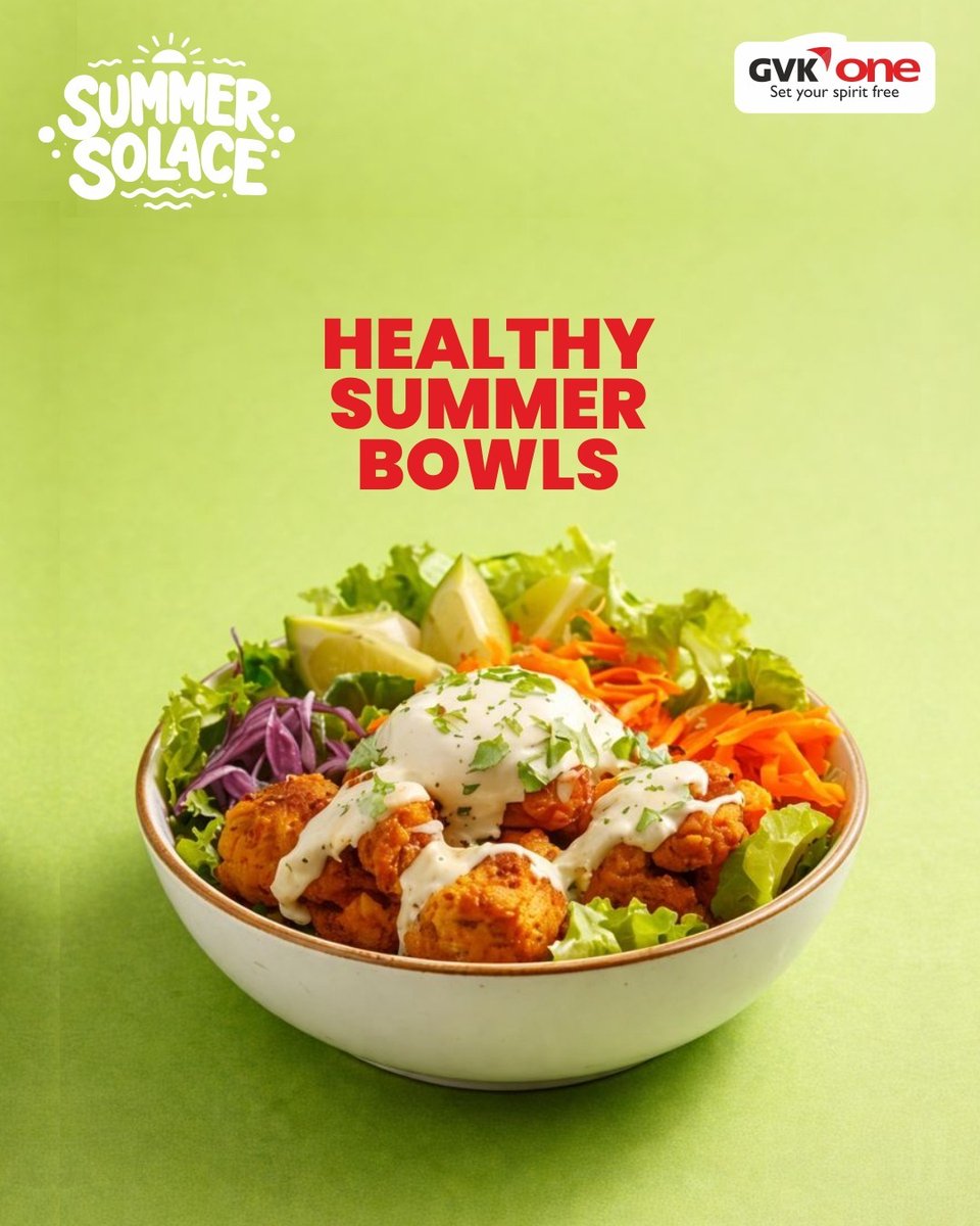 TheGVKone's tweet image. Healthy never looked this good 🥗✨

Cool down this summer with fresh, vibrant bowls at GVK One Mall ☀️

Eat clean. Feel fresh. Stay energized 

📍 Drop by &amp;amp; grab your perfect summer bite!

#GVKOne #HealthySummer #EatClean #SummerVibes  #HealthyEating #FoodieFinds #FreshEats