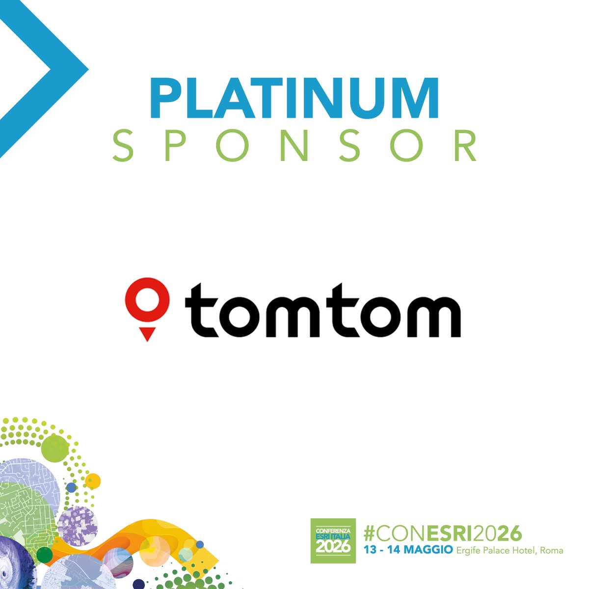 Esriitalia's tweet image. 🌍 TomTom | Platinum Sponsor #conesri2026
Mappe e location intelligence che connettono persone, aziende e città.
Mobilità intelligente, logistica, ride‑hailing e pianificazione urbana per un futuro più sostenibile.
👉 esriitalia.it/it-it/conferen…
#TomTom #GIS #ArcGIS