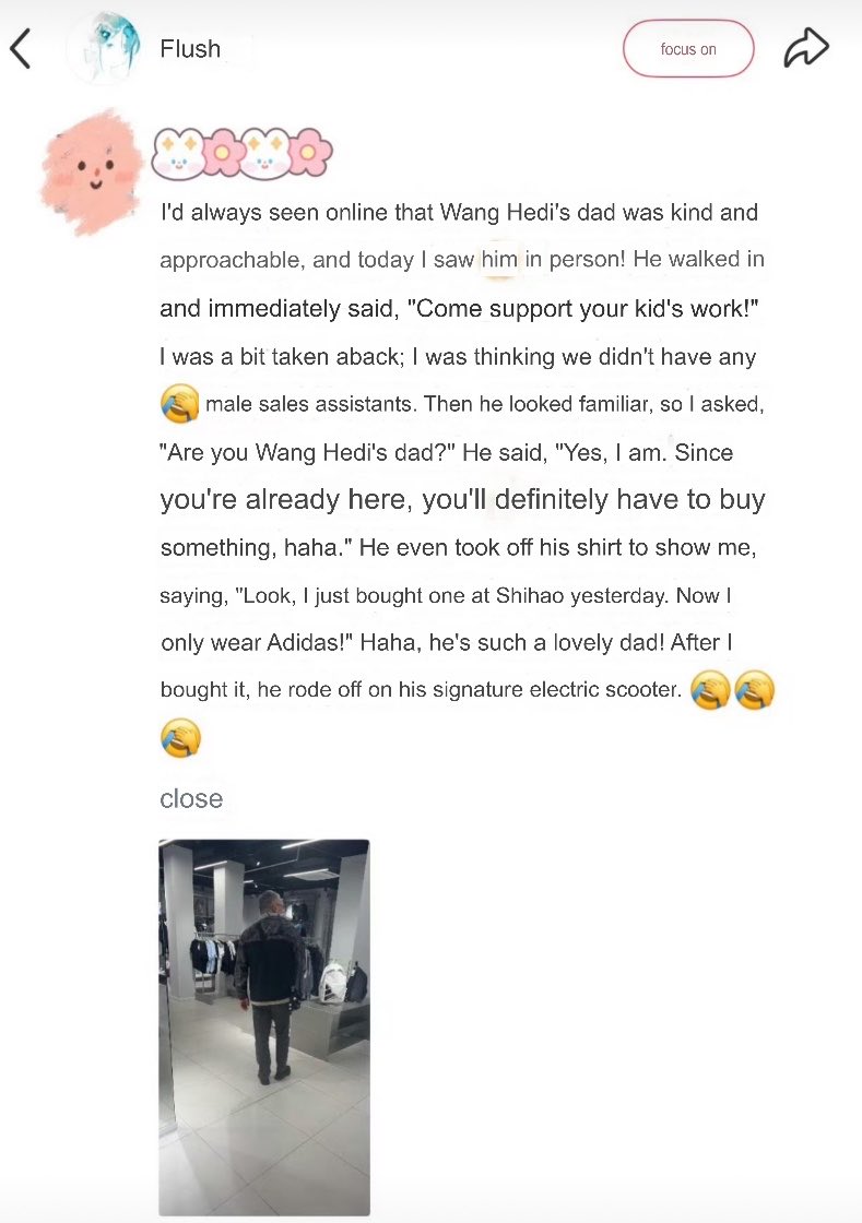 Adriana80791695's tweet image. #DylanWang has a very proud and supportive Dad. 
He visited an #Adidas store and chatted with the people..."I came to support my kid's work!.. Since I'm already here, I'll have to buy something, haha....Look, I just bought one at Shihao yesterday. Now I only wear Adidas!"..😍👏