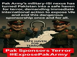 umanngjain's tweet photo. Pak Army’s military-ISI nexus has turned Pakistan into a safe haven for terror, demanding immediate international action to expose and end this dangerous sponsorship once and for all. Pak Sponsors Terror #ExposePakArmy https://t.co/D8rOIJ6q7B