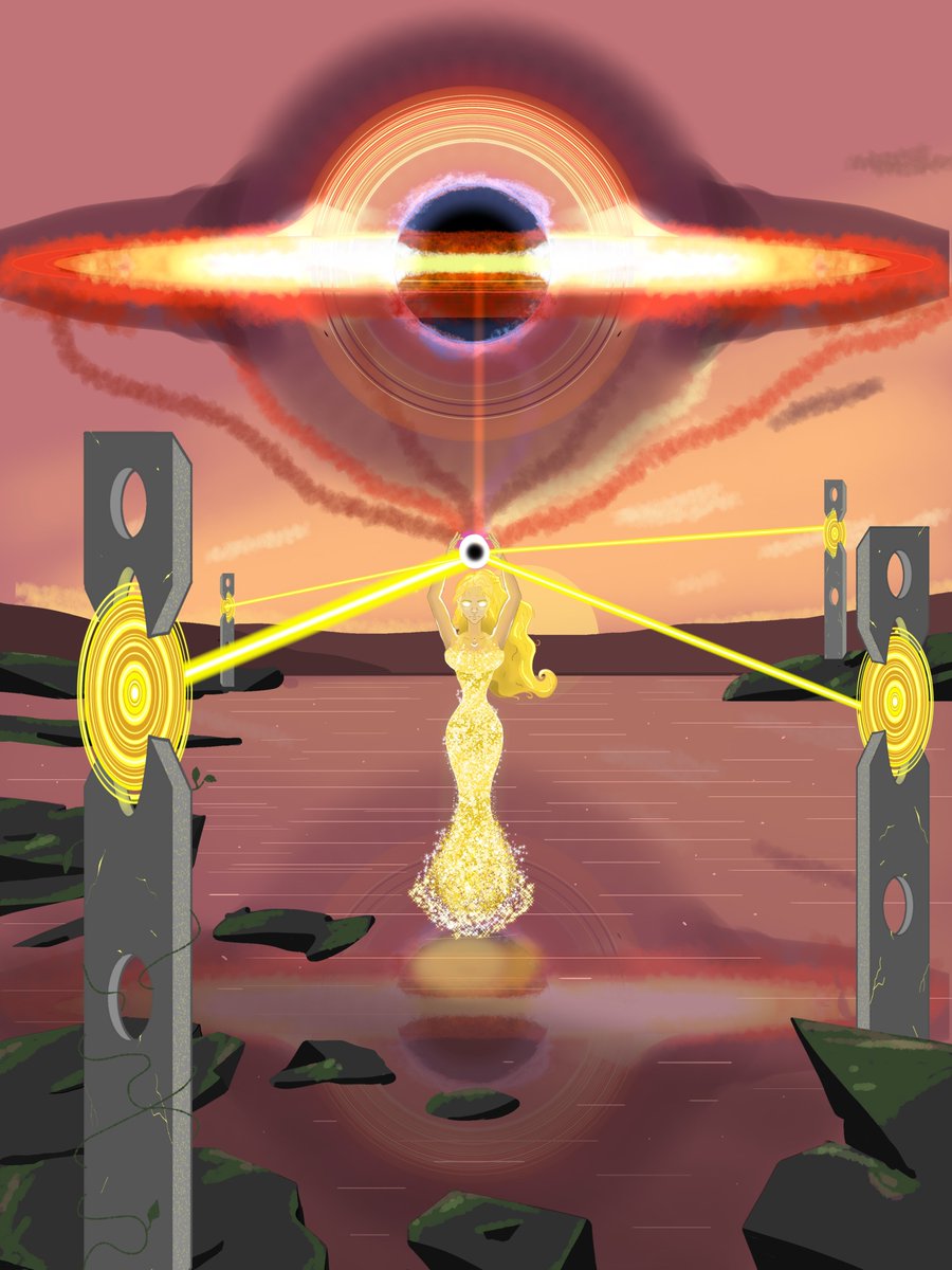 Dolxzi's tweet photo. Another Drawing I did for a competition. 

Ummmmm...a never ending black hole sun?

#digitalart #blackholeart #landscapeart #art #ibispaintxart https://t.co/6sHdlhFVbV