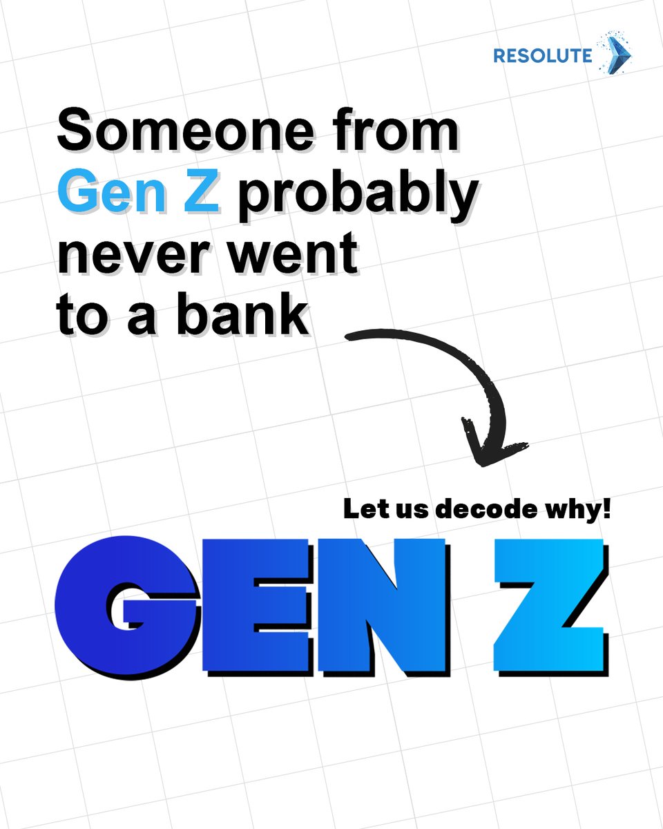 ResoluteCorp's tweet photo. If you ever talk to Gen Zs, their approach to banking will not be the same as it was for millennials. Most of them never visit banks. This is a financial revolution with far-reaching impact.

Do you use apps or banks?

#genzatbanks #UPIPayments #netbanking #CashlessPayments https://t.co/vfdaSrsb52