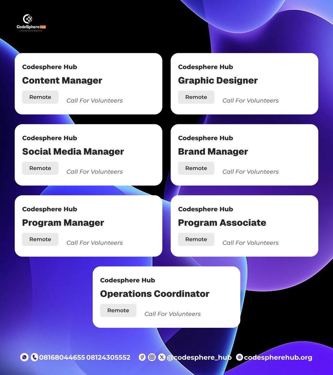 CodesphereHub's tweet image. At CodeSphere Hub, we’re empowering tech talent across Africa through  tech outreach, digital awareness, and industry masterclasses. 

🌍 Now recruiting global volunteers (remote): 🔗 forms.gle/eiShBxx14cTgvN…

#CodeSphereHub #TechForGood #Volunteering #AfricaTech #DigitalSkills