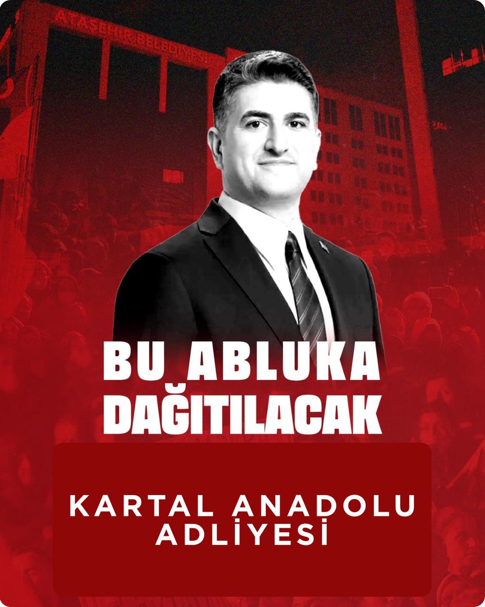 Belediye Başkanımız Onursal Adıgüzel ve yol arkadaşlarının Kartal Anadolu Adliyesine getirildigi bilgisi paylaşılmıştır. Tüm örgütümüzü  Anadolu Adliyesi 
(Kartal) önüne davet ediyoruz.
İlçe Başkanlığımızdan saat 10:30 itibariyle araç kalkacaktır.