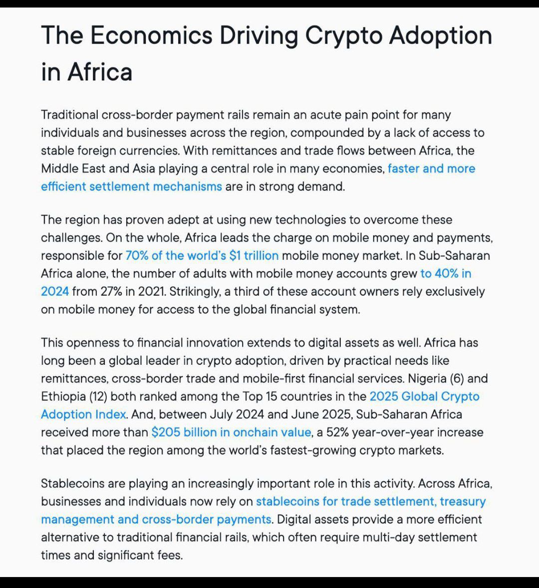Afrochaineth's tweet photo. Africa is leading the next wave of crypto adoption.

🇪🇹 Top 15 globally
🌍 #2 in Africa
💸 $205B+ on-chain volume (+52% YoY)
Real demand. Real use cases. Real growth.

The opportunity is early.

AfroChain 2026 is where you step in. https://t.co/J7fI8cDtpB