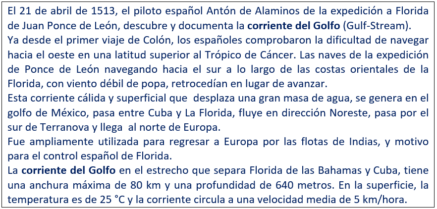 javierleoncio49's tweet image. El 21 de abril de 1513, hoy hace 513 años, el piloto español Antón de Alaminos de la expedición a Florida de Juan Ponce de León, descubre y documenta la corriente del Golfo (Gulf-Stream)
@floridastate,@UF,@UdeLaHabana,@EmbEspCuba,@SpainInTheUSA,@USembassyMadrid,@FLMemory,#Florida