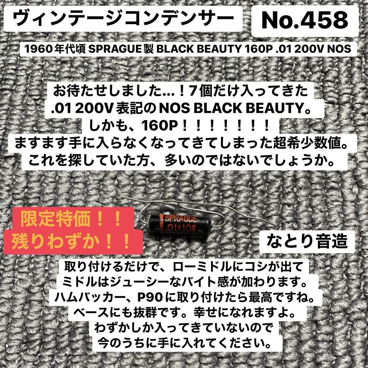 ギター ヴィンテージコンデンサー なとり音造 BLACK BEAUTY 160P ペア