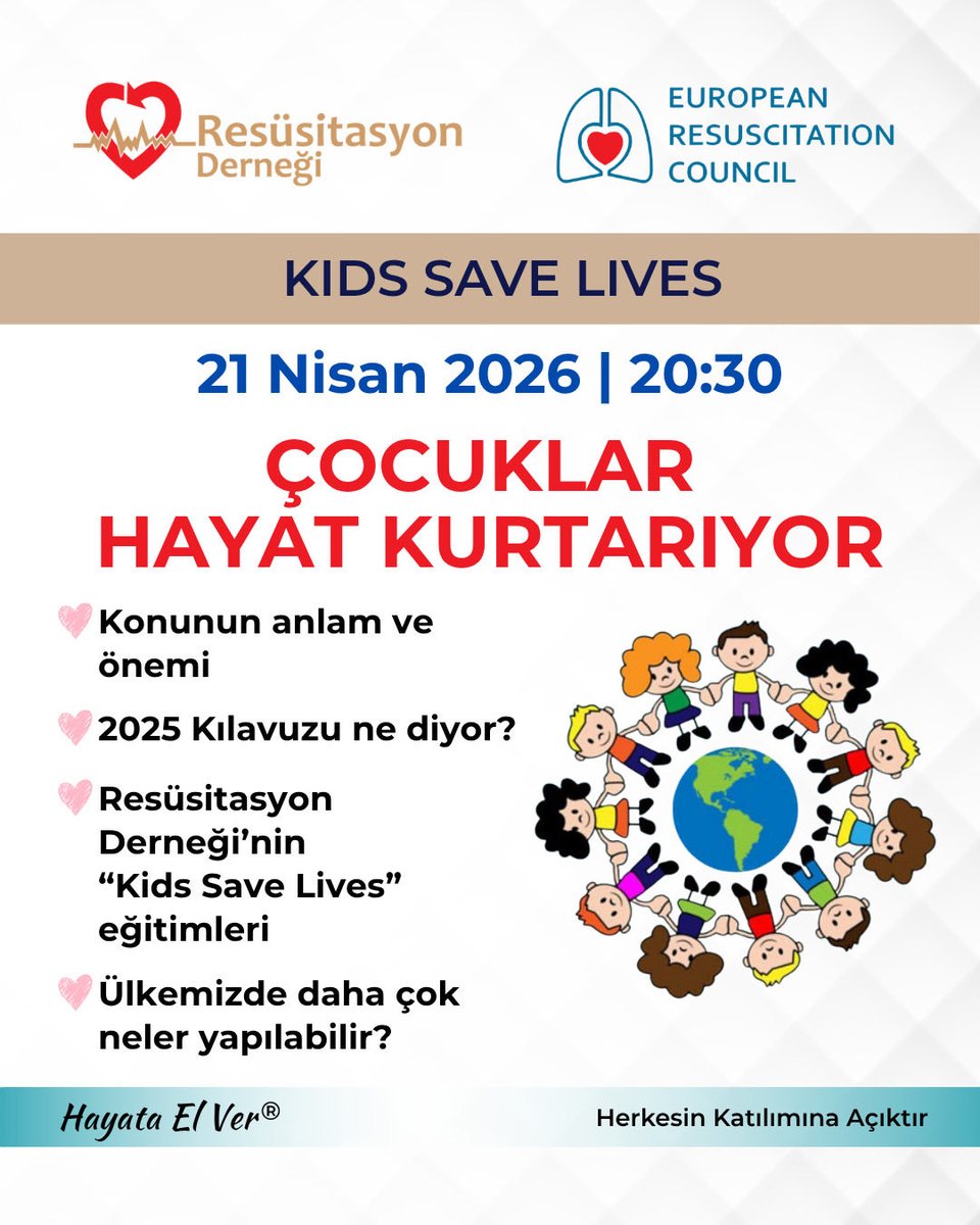ResusitasyonDer's tweet photo. Çocuklar Hayat Kurtarıyor / Kids Save Lives

↪️ https://t.co/55Ptanehjo
çocukların hayata el vermesi” için “eğitilmeleri “ve “bu eğitimin ayrıntılarının” konuşulacaktır. tüm hekim ve yardımcı sağlık profesyonelleri ayrıca tüm öğretmenlerimiz, çocuklarımız ve halkımız davetlidir. https://t.co/vZjXSPRzg5