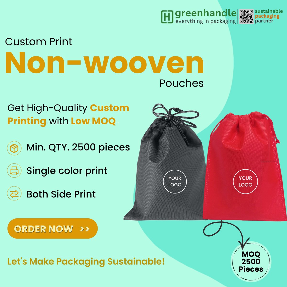 greenhandle_in's tweet image. 2500 Pieces Non-Wooven Pouches with Custom Logo – Strong Eco-Friendly Packaging Solution

#nonwoovenpouches #ecofriendlypackaging #reusablebags #sustainablepackaging #cottonbags #drawstringpouch #greenpackaging #custompackaging #logoprint #justlogoprint #b2bpackaging
