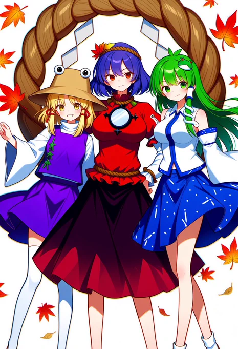 神奈子と諏訪子と早苗 #東方Project