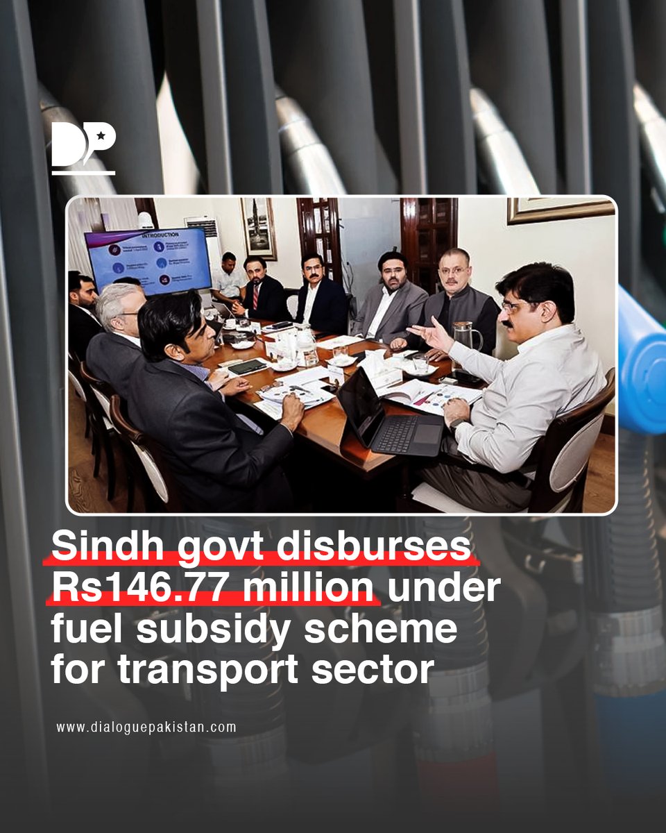 DialoguePak's tweet image. CM Sindh Murad Ali Shah has said that 3,976 vehicles have so far been processed under the province’s targeted fuel subsidy program, with Rs146.77 million disbursed to beneficiaries.

#DialoguePakistan #Sindh #Govt #Disburses #Fuel #Subsidy #Scheme #Transport