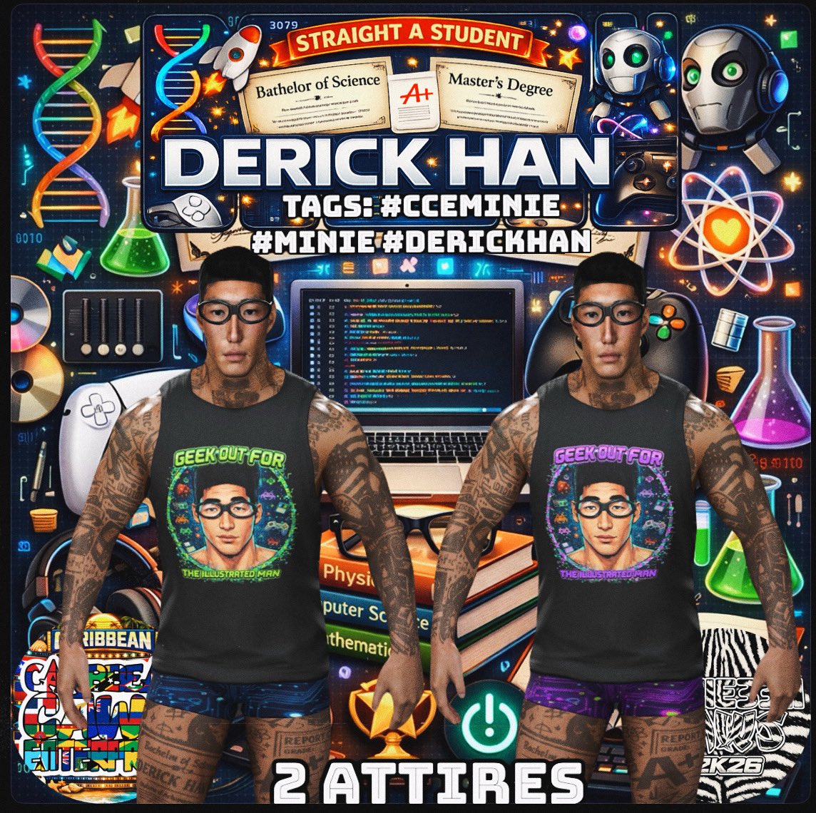 FounderOfCCE's tweet photo. The Illustrated Man “Derick Han” Is Now Available On CC🇨🇳🇺🇸 @Minie3311 🌟‼️ Face Texture & Tattoos: CCE (Me)
Attire & Entrance : Minie
Moveset: CCE & Minie
TAGS ARE: #CCEMINIE #minie #DERICKHAN
We Had A Blast On This Collab! More To Come💫‼️
Stay Tuned 💯
#WWE2K26 #ORIGINAL https://t.co/71L636RXM4