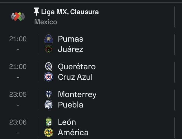 RenatoSosua's tweet image. Mexico #LigaMX, Clausura  #SofaScore  
Hoy-Aujourd’hui-Today