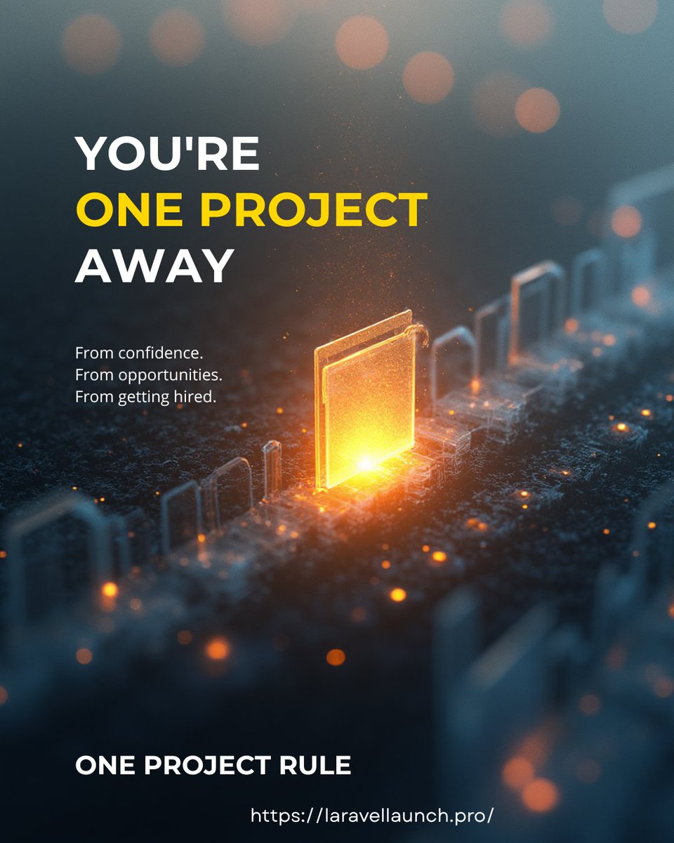 laravellaunch's tweet image. You’re ONE project away from:

• Confidence
• Opportunities
• Getting hired

Start building today. 🚀
laravellaunch.pro

#OneProjectRule #DevLife #Laravel #BuildInPublic