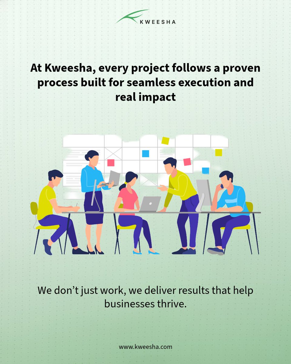 At Kweesha, every project follows a proven process for seamless execution &amp; real impact 🚀

We focus on delivering clear, consistent outcomes that help businesses grow, scale &amp; succeed.

#Kweesha #BusinessGrowth #DigitalStrategy #ResultsDriven #SeamlessExecution