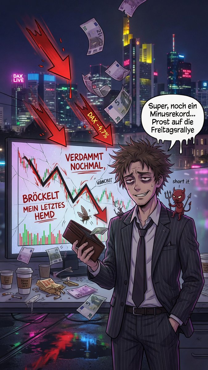 TheBrokeBr0ker's tweet image. DAX eröffnet bei 24.650 nach Allianz-Boom! Wall Street jubelt über fette Boni, Wealth Manager kassieren Gebühren. Ich Broke Broker aus Frankfurt? Immer noch broke – typisch DE: Versicherungen rocken, aber Haftpflicht und Gebühren saugen alles aus. 😂
#FinanzenDE #DAX #Börse