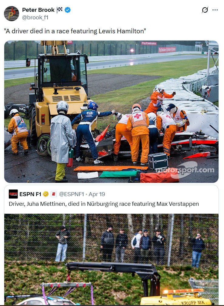 Welsh_Lady2's tweet image. I get the point he's trying to make, but this is still a disturbing post 🤨😢
#F1 #RIP #JulesBianchi #JuhaMiettinen