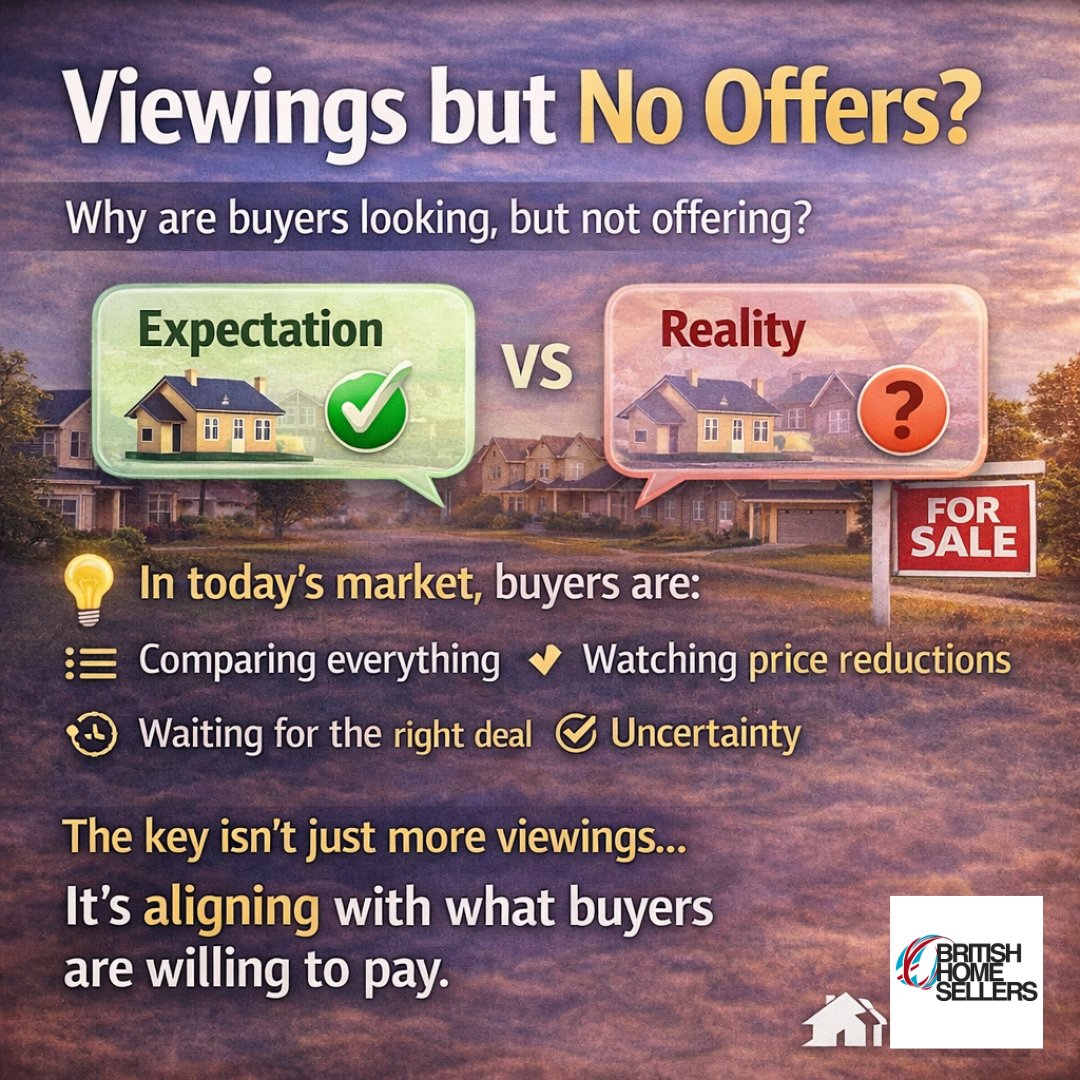 BritHomeSellers's tweet image. Getting viewings but no offers?

Buyers like it — they just don’t see the value at that price.

#BritishHomesellers #UKProperty
