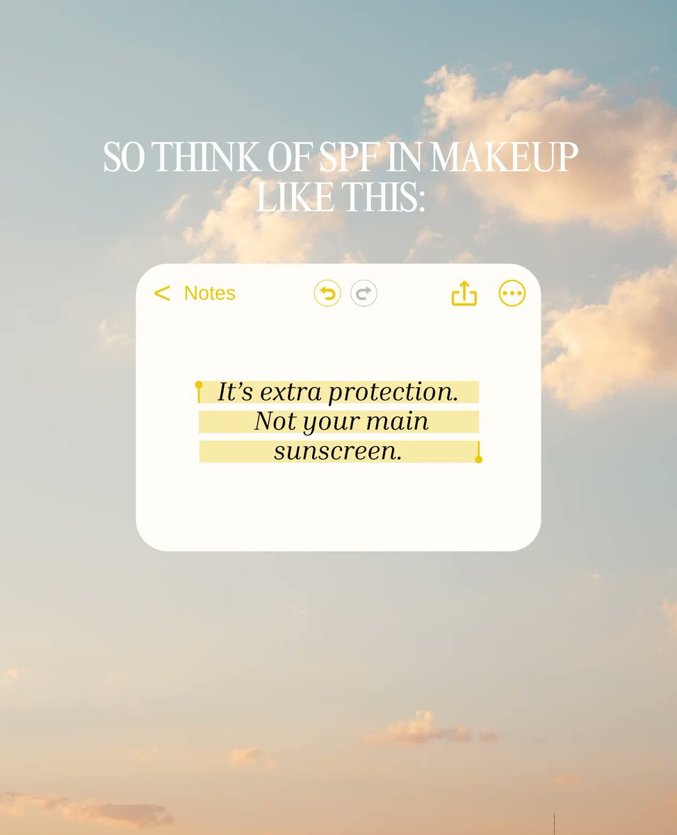 seepi20's tweet image. Makeup with SPF is a bonus, not your main protection.
To get the SPF written on makeup, you would have to apply a very thick layer, which most people don’t.
So sunscreen should always come first.

.
.
.

#sunscreen #makeup #spf #skincare #skin