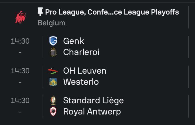 RenatoSosua's tweet image. Belgium Pro League  #SofaScore 
Vandaag- Aujourd’hui - Today