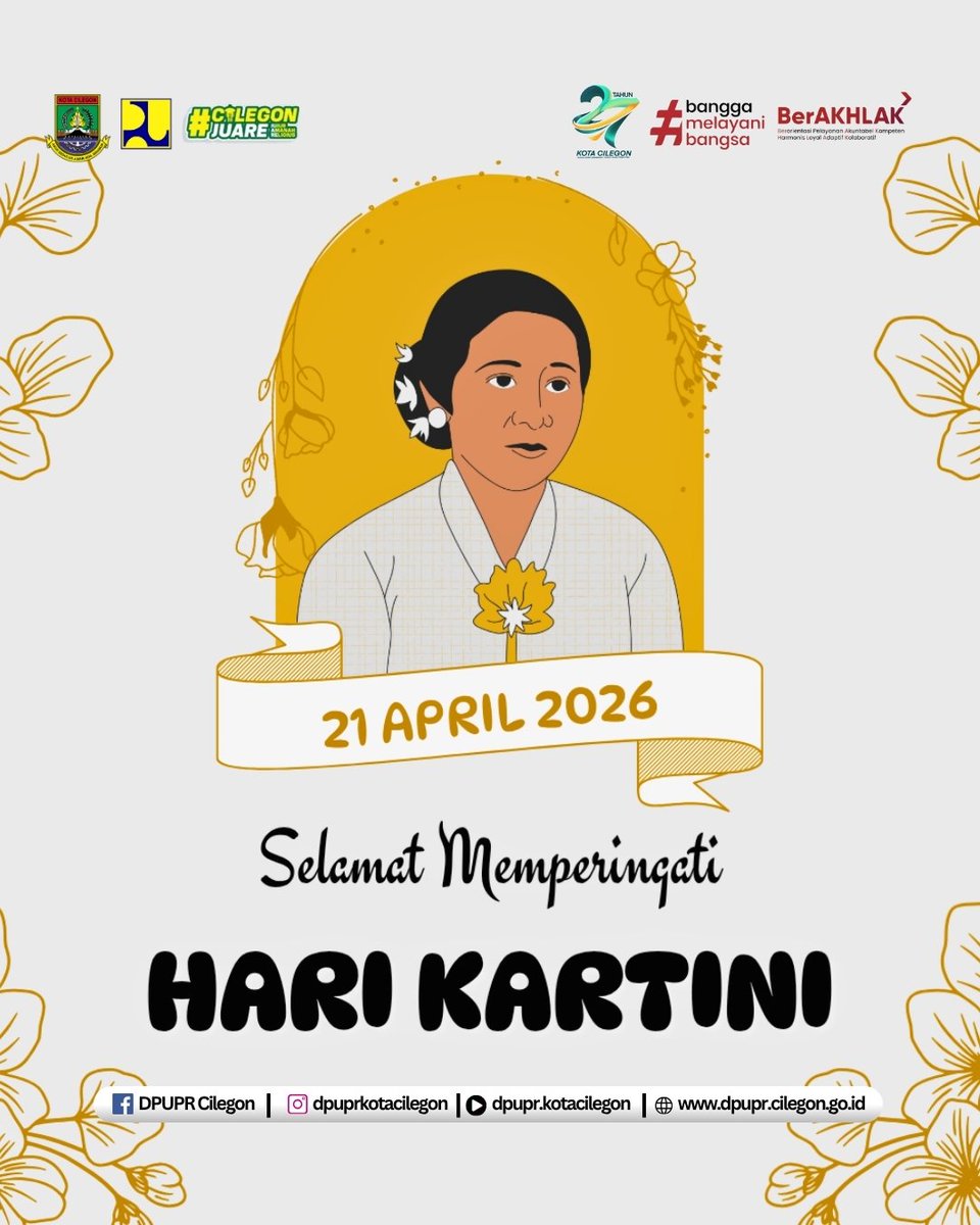 dpuprcilegon's tweet photo. Dinas Pekerjaan Umum dan Penataan Ruang Mengucapkan:
Selamat Hari Kartini
"Habis Gelap Terbitlah Terang"
Semoga Semangat Perjuangan R.A. Kartini terus Menginspirasi Perempuan Indonesia untuk Berkarya, Berdaya, dan Berkontribusi dalam Pembangunan Negeri.  #SelamatHariKartini https://t.co/DBpcxZwpaC