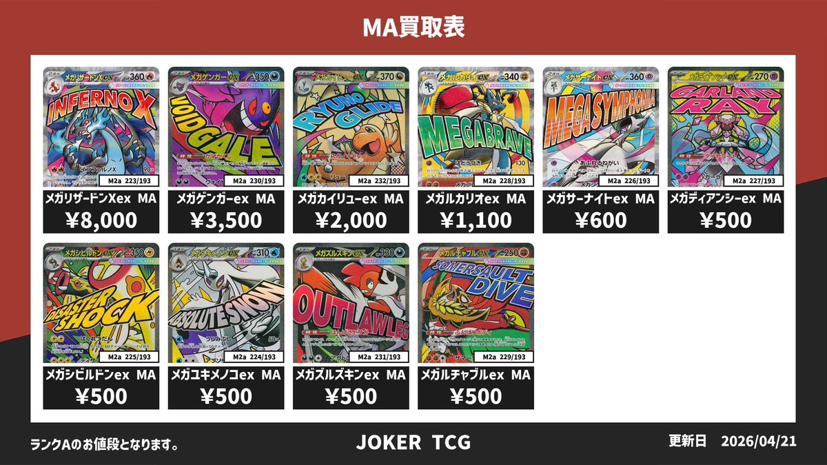 メガリザードンex.メガゲンガーex MA 2枚セット Amazon.co.jp: メガリザードンXex MA（ポケカ メガシリーズ MEGA