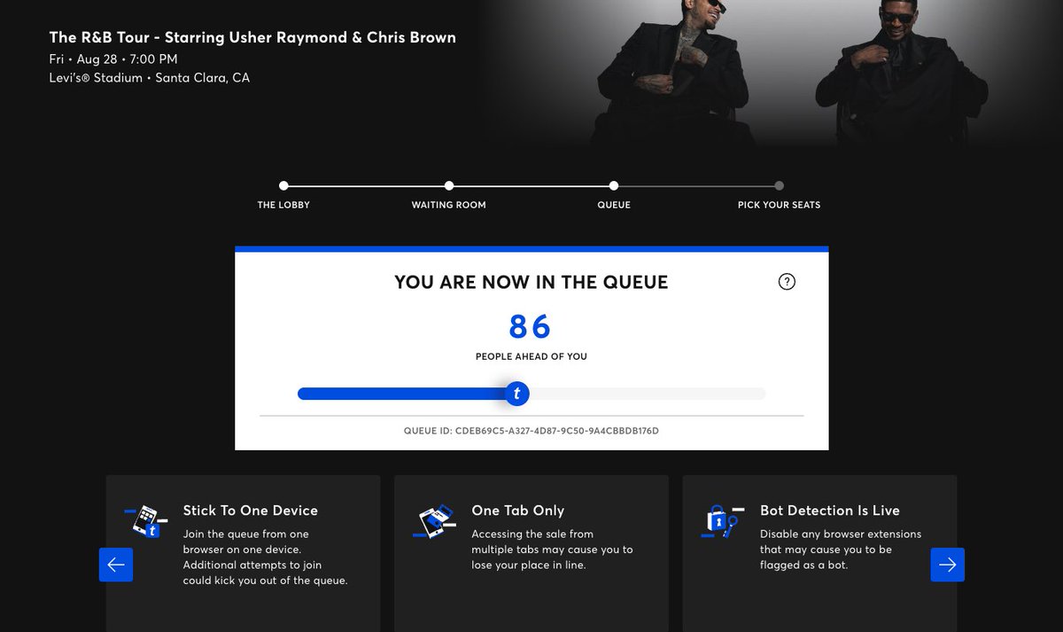 MyKKo's tweet photo. @nickg1421 @Ticketmaster As soon as the queue opened I was shocked to find out I was number 86 in the queue.  I got in and started to see the same thing as you, back to the “next presale” message. Pretty disappointed. 3 minutes into the presale. https://t.co/NMmIRA2Vsl