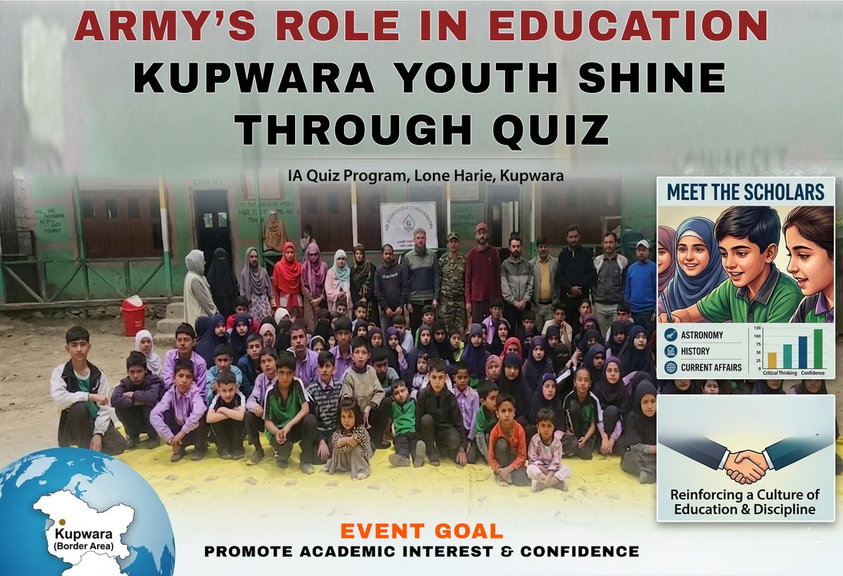 Safiyam49937636's tweet image. Kupwara’s young minds are shining brighter! 🌟📘
An inspiring initiative where education meets opportunity, empowering students through knowledge, confidence, and discipline. 🇮🇳
#Kupwara #EducationMatters #YouthEmpowerment #IndianArmy #Learning #FutureLeaders