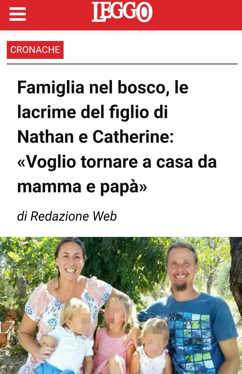 Ecco.
Volevo chiedere a quelli dotti, medici e sapienti, tra giudici e assistenti sociali, cosa non vi è ancora chiaro nelle parole "voglio tornare a casa con mamma e papà".
Ma quando Dio distribuiva i sentimenti voi avete sbagliato fila?
#famiglianelbosco