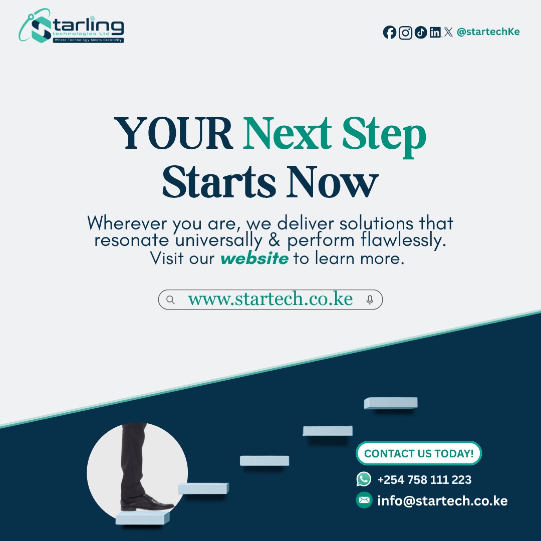 startechKE's tweet image. Success starts with that first step. 👣 Unasubiri nini? Wherever you are, we have the digital solutions to help your business fly.
Visit our website to learn more.
Link in bio: startech.co.ke
📞 +254 758 111 223
#DigitalSolutions  #BusinessGrowth #Innovation