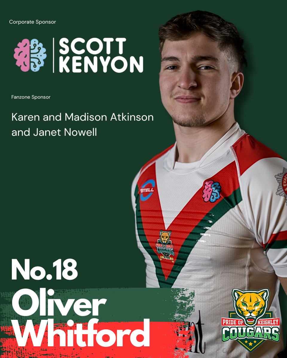 Cougarmania's tweet image. A big thank you to Scott Kenyon scottkenyonteaching.com for the corporate sponsor of Oli Whitford 
And fanzone sponsor Karen and Madison Atkinson and Janet Nowell.
Your support is very much appreciated.
#keighley #supportlocal #rugbyleague #keighleycougars #cougarmania