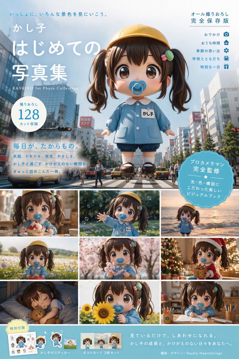 Kashiko_AIart's tweet image. GPTImage2で写真集
自分のキャラクターの画像とプロンプト入れるだけ

✅プロンプト
このキャラクターで、プロデザイナーが手掛けた写真集を作ってください。言語は日本語。

お好みでプロンプトに入れると賑やかになります…
・豊富なシチュエーション
・情報量多め