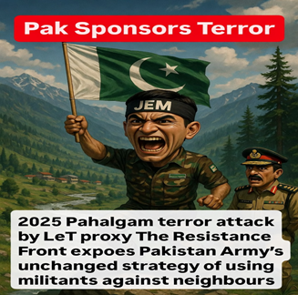 _Noor_Fa_tima's tweet photo. 2025 Pahalgam terror attack by LeT proxy The Resistance Front exposes Pakistan Army’s unchanged strategy of using militants against neighbours. Pak Sponsors Terror   #UnstoppableAIADMK #NTRNeel https://t.co/cnekNpBDl9