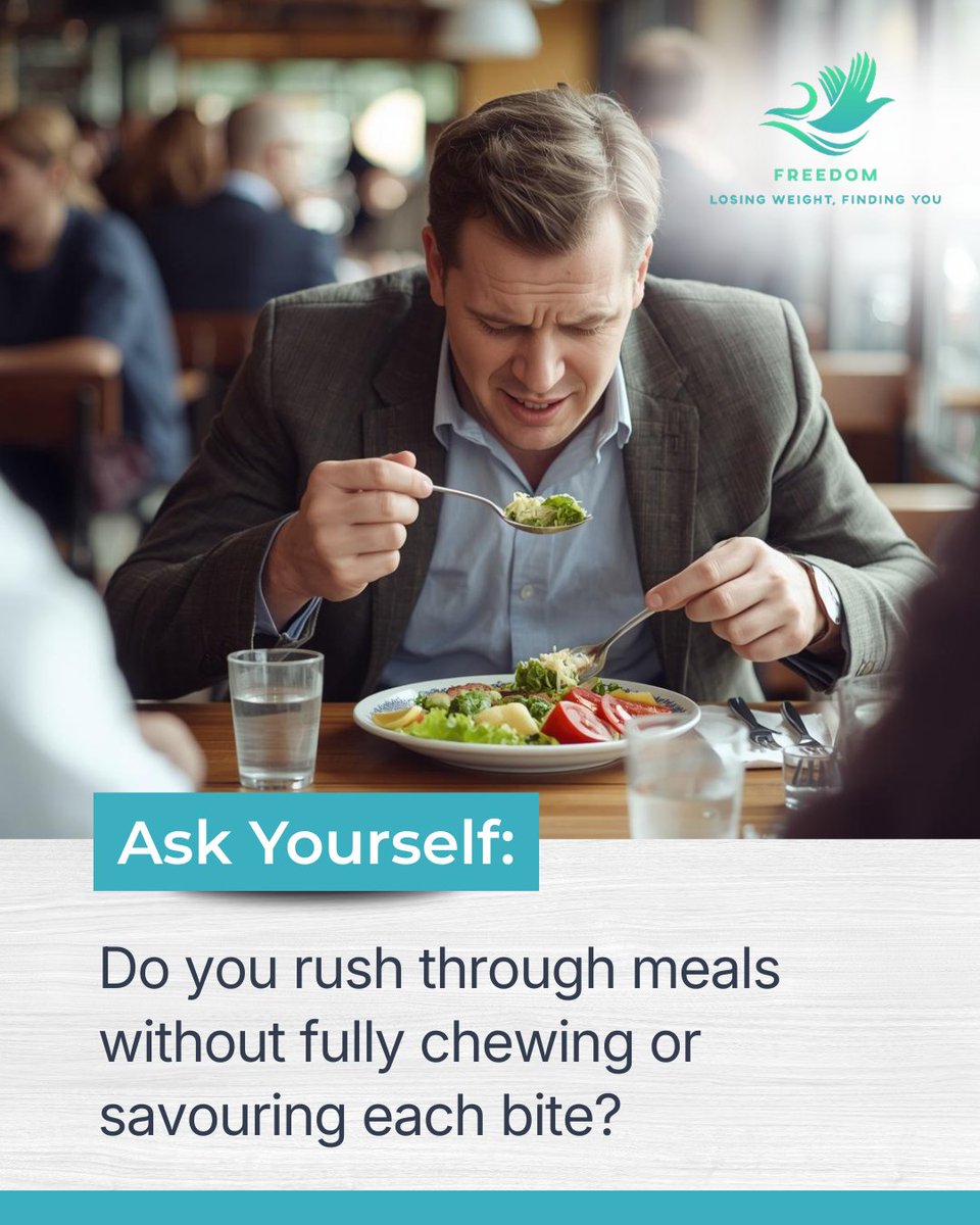 drsuekenneally's tweet image. Always eating on the go? 🍽️ 

Rushing through meals can disconnect you from your body’s fullness signals. 

Try this: put your fork down between every mouthful and focus on the flavours. 

Mindful eating helps your brain and stomach communicate better.

#mindfuleating