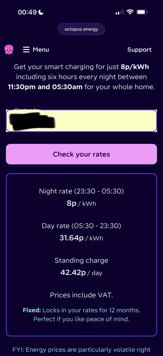 fizzyade's tweet photo. @OctopusEnergy @agile_phil what’s with the bait and switch you have done?  Email telling me rates going up, telling me I can fix, link didn’t work in email, went through the website options for IOG and the tariff you showed me before I pressed go is different to what I got. https://t.co/ae8g8JpBUt