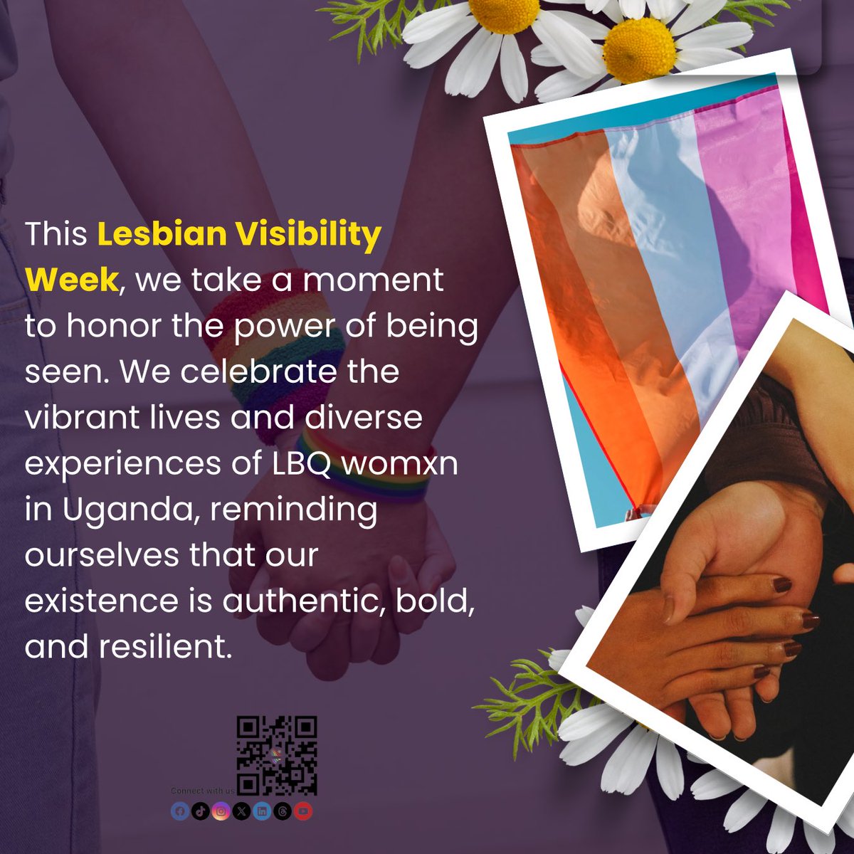 This Lesbian Visibility Week, we take a moment to honor the power of being seen. We celebrate the vibrant lives and diverse experiences of LBQ womxn in Uganda, reminding ourselves that our existence is authentic, bold, and resilient.

This week, we acknowledge that our mental and